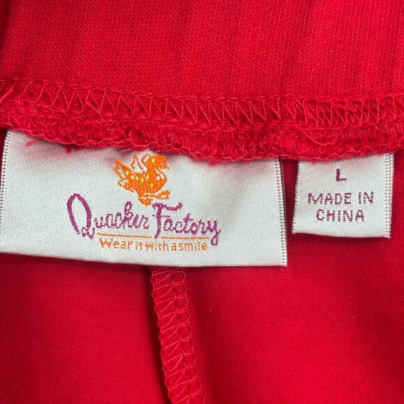 Quacker Factory Pull On Skort Size L Red French Terry Skirt Modesty Shorts - Picture 2 of 9